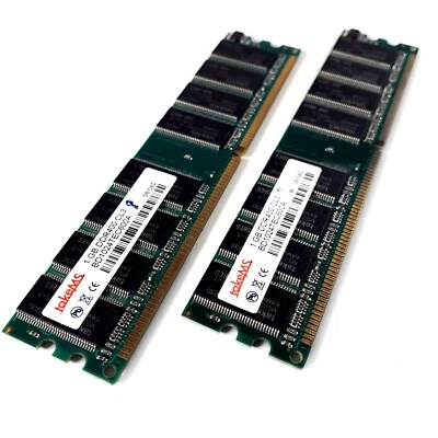 MEMORIA RAM 1GBx2 DDR 400MHz PC-3200 DIMM RAM TAKEMS DDR400 2GB Apple Windows - Immagine 1 di 3
