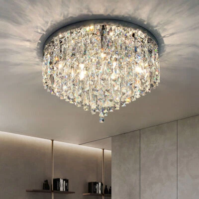 Crystal Ceiling Lamp Big Round Living Room Light Pendant Lighting Chandelier - Image 1 of 4