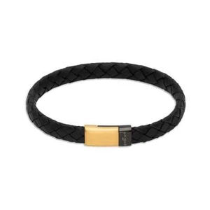 Unikat & Co schwarzes Leder Herren Armband B495GOLD-21 - Bild 1 von 3