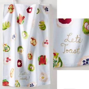 Anthropologie "Let's Toast" Dish Towel Carly Home Tea Cloth Kitchen Towel NWT - Picture 1 of 3