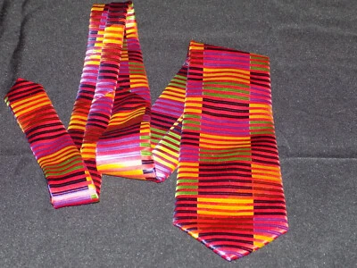 Corbata para hombre 100 % seda verso 9 audaz colorida a rayas Foto 1 de 2
