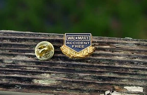 Wal-Mart 1994 Accident Free Employee Gold Tone Metal Lapel Pin Pinback - Picture 1 of 5
