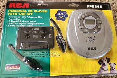 Винтажный персональный проигрыватель компакт-дисков RCA RP2365 с автомобильным комплектом НОВЫЙ ЗАПЕЧАТАННЫЙ - Изображение 1 из 4