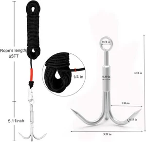 Stainless Steel Outdoor Grappling Hook with Rope And Climbing Claw - Picture 1 of 6