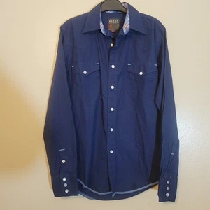 Roper Shirt Mens Small Pearl Snap  Long Sleeve Blue Pockets Western Cowboy Rodeo - Picture 1 of 9
