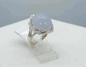 Stunning 14K White Gold Moonstone & Diamond Ring 9.2 gm Size 6.75 - Picture 1 of 8