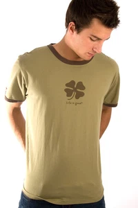 Life is Good Olive Green Clover Mens Sleep 4 Leaf Pajama T-Shirt PJ Tee Top NWT - Picture 1 of 3