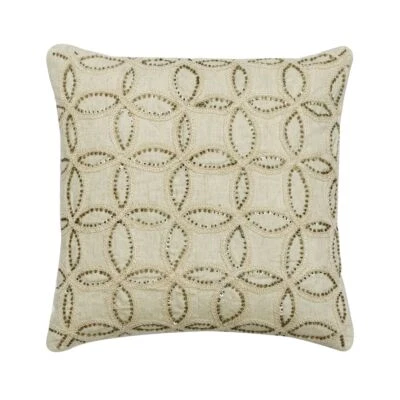 Decorative Pillow Cover Beige 16"x16", Sofa Decor Linen Fabric - Alaina - Image 1 of 4