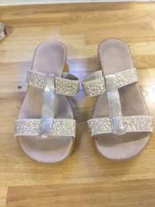 Ladies Reiker Summer Glitter Strappy Sandals. Low Heel. Size 5 - Picture 1 of 5
