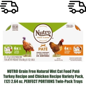 NUTRO Grain Free Natural Wet Cat Food Paté Turkey Recipe, (12) 2.64 oz - Picture 1 of 9