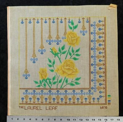 YELLOW ROSE FLOWER Hand Painted Needlepoint Canvas PILLOW by LAUREL LEAF! - Image 1 of 4