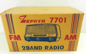 Vintage Zephyr 7701 Black FM-AM 2Band Radio ~BOX ONLY~ Very nice! Yellow T98 - Picture 1 of 11