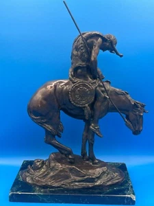 Vintage 1979 Bronze End Of The Trail Native Figure Signed - Picture 1 of 14