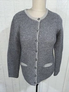 Cárdigan Marie Lund Copenhagen Lana de Cordero Tejido Botón Suéter Bolsillos Gris Mediano - Imagen 1 de 12