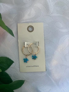 Urban Outfitters Women Jewellery Gold Resin Star Hoop Earrings New Free P&P! - Picture 1 of 2