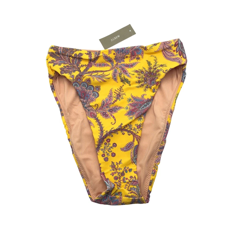 Parte inferior de natación de bikini J.Crew para mujer tiro alto cobertura moderada cachemira dorada XXS Foto 1 de 4