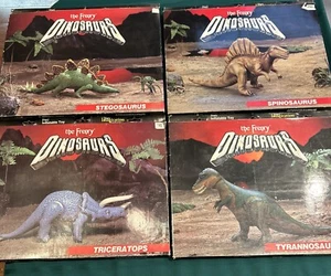 Set Of 4 The Frenry Dinosaurs 1986 Stegosaurus Triceratops Spinosaurus TRex NEW - Picture 1 of 23