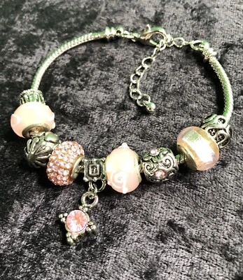 Европейский браслет Bella Perlina с розовыми девятью подвесками 7,5–8,5 дюйма цвет богемный роман - Изображение 1 из 3