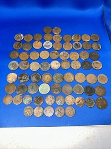 70 Damage Coin Lot Great Britain Large One Penny Half Penny Rare - Picture 1 of 11