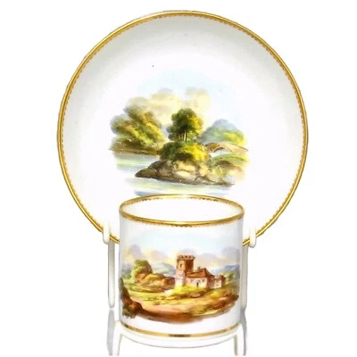 An antique Georgian Spode porcelain hand-painted Coffee Can & Saucer C.1812 - Image 1 of 4