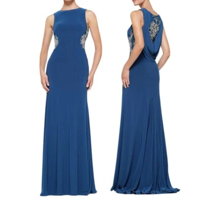 RINA DI MONTELLA FOR COLORS MAXI DRESS GOWN BLUE WITH RHINESTONES SZ 10 - Image 1 of 4