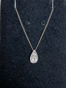Collana catena goccia oro bianco 14 kt e diamanti - Foto 1 di 8