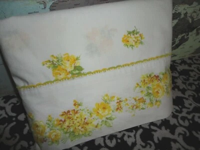 DE COLECCIÓN MONTGOMERY AMARILLO BORDE FLORAL CINTAS ENCAJE DOBLE HOJA PLANA 64 X 99 Foto 1 de 4