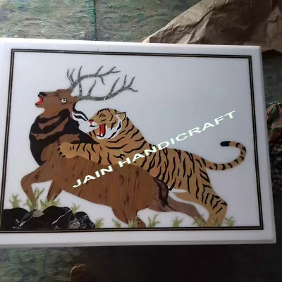 24 x 20 inches Marble Center wall panel tiger Table Top Inlay tiger eye stone - Image 1 of 3