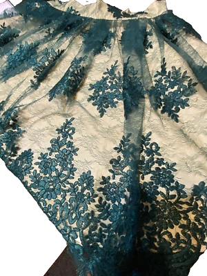 Wedding Skirt or Special Occasion green lace over Ivory Embroidered Skirt tink - Image 1 of 4