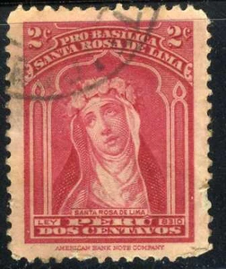 1937 Santa Rosa de Lima Pro-Basilica ✝️Francobollo Perù Dos Centacos Ley 8310   - Foto 1 di 1