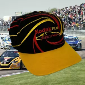 Vintage 90’s Kodak Film Racing NASCAR Black #4 Hat Cap Embroidered Swirl Design - Picture 1 of 13