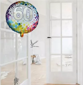 (1) Rainbow Confetti 60th Birthday Foil Balloon. 60th birthday party balloons - Picture 1 of 3