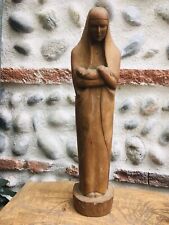 Ancien Rare Grande Sculpture Religieux vierge A L Enfant jesus 1950 Bois Platane