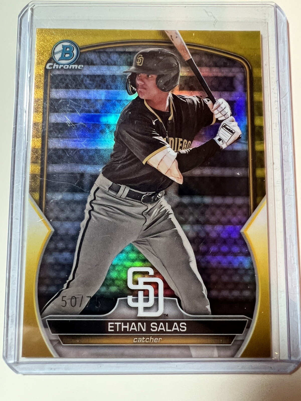 2023 Bowman Draft Sapphire Yellow Refractor 50/75 Ethan Salas #BDC-1 Padres