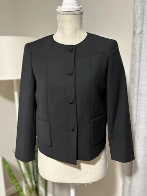 Chaqueta negra de lana recortada de inspiración vintage Brooks Brothers para mujer talla 4 nueva sin etiquetas Foto 1 de 4