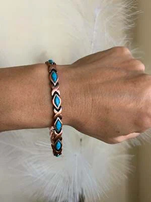Pulsera Magnética Turquesa Cobre Puro Alivio del Dolor Artritis Energía Poder Mujeres Foto 1 de 4