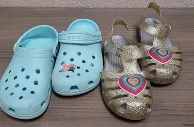 Crocs Girls Isabella Charm Casual Sandal & Baby Blue Crocs size 11-2 Pair - Image 1 of 4