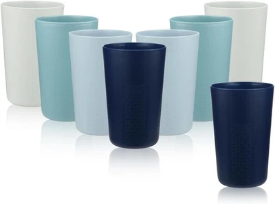 Juego de 8 vasos de plástico Bewos 13,5 oz - Taza azul 8P sin BPA,  Foto 1 de 4