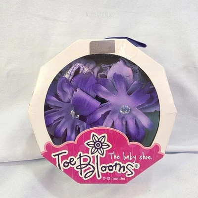 Toe Blooms Baby Doll Cotton Strap Shoes Purple Flowers 0-12 Month Strong Scent - Image 1 of 4