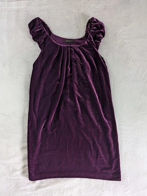 Mini vestido BCBGMaxazria veludo roxo tamanho XS manga puff cap cap Whimsigoth - Imagem 1 de 4