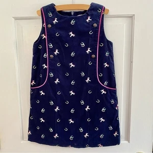 Lilly Pulitzer Girls Navy Corduroy Shift Dress Jumper Embroidered Size 7 - Picture 1 of 8