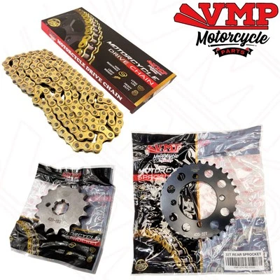 Yamaha PW80 1983-2011 Kit de piñón delantero trasero cadena dorada resistente - Imagen 1 de 4