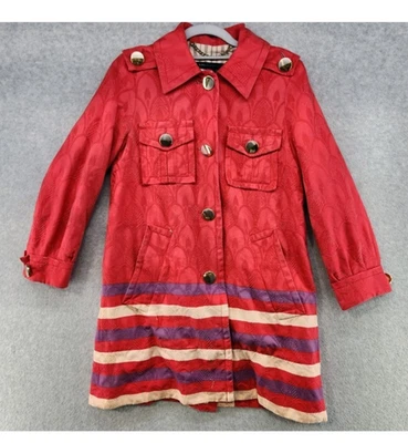 Vintage Marc by Marc Jacobs Long Jacket Women's S Red 100% Cotton Collared - Image 1 of 4