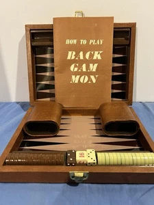 Vintage Magnet Mini Backgammon Set Kunstleder Koffer sehr guter Zustand  - Bild 1 von 1