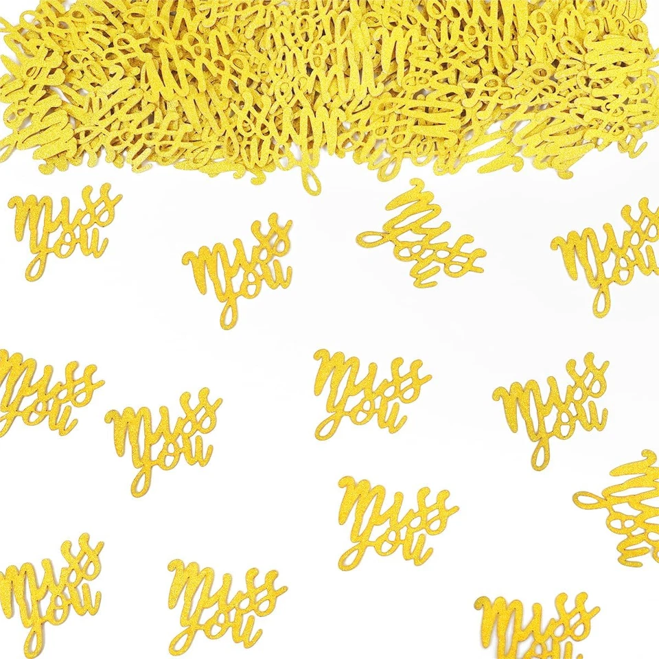 Miss You Glitter Confetti for We Will Miss You Retirement Party Table, Goodbye G - Image 1 of 4