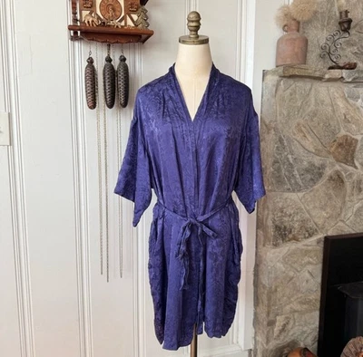 Bata kimono grande vintage de seda brocado púrpura para mujer Foto 1 de 4