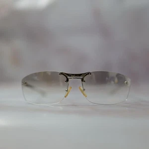 Gafas de sol Christian Dior sin montura Y2K con logotipo de metal plateadas de colección gafas de lujo - Imagen 1 de 16