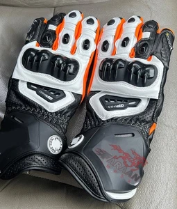 Custom Motorcycle Gloves Leather Racing Carbon Knuckle Street Track Protective - Picture 1 of 4