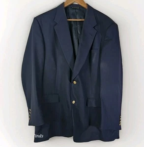 Vtg Austin Reed Mens 44R Pure Wool Blazer Navy Blue Ivy League USA Union Made - Picture 1 of 16