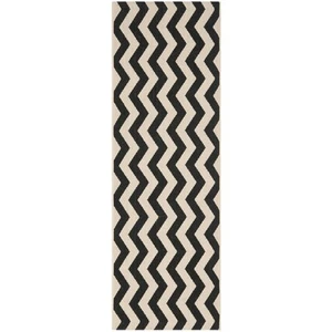 Courtyard Black/Beige Large Rectangle Rug Runner Black/Beige 2'-3" X 6'-7" - Picture 1 of 3